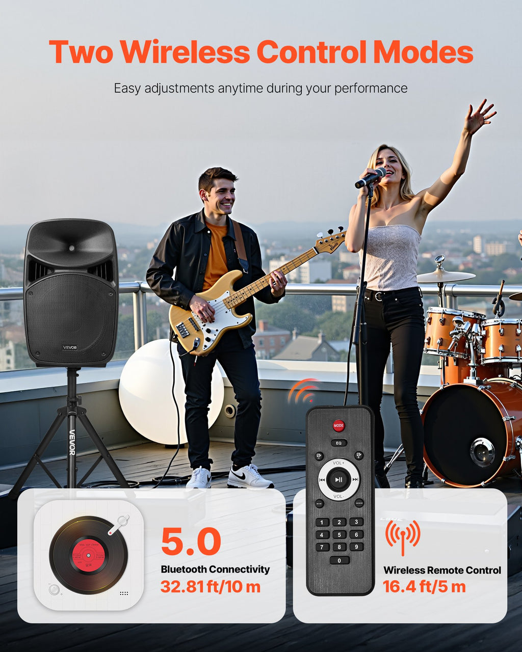 2x 15” Portable PA Speaker System 2000W – Bluetooth DJ Party Set with Mixer & Mic